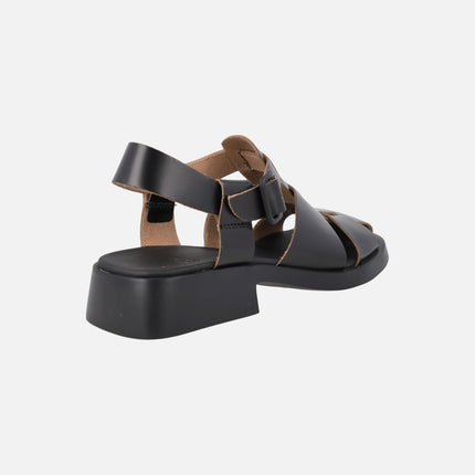Women's crab sandals in black leather Dana