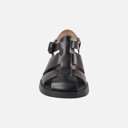 Women's crab sandals in black leather Dana