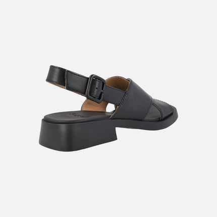 Sandalias negras de piel con tiras cruzadas para mujer Dana