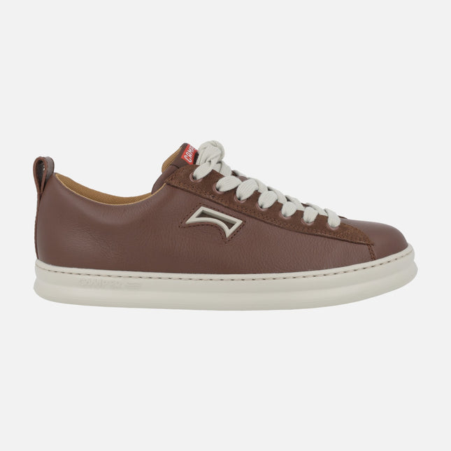 Men's brown leather sneakers Runner model