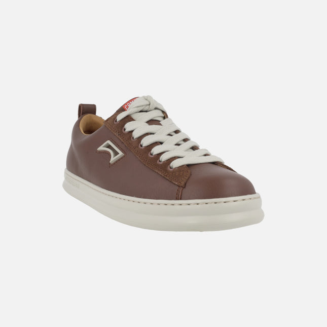 Men's brown leather sneakers Runner model