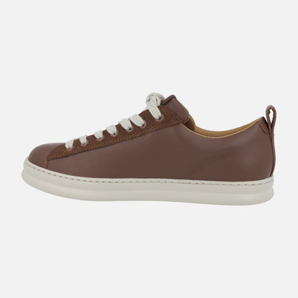 Men's brown leather sneakers Runner model
