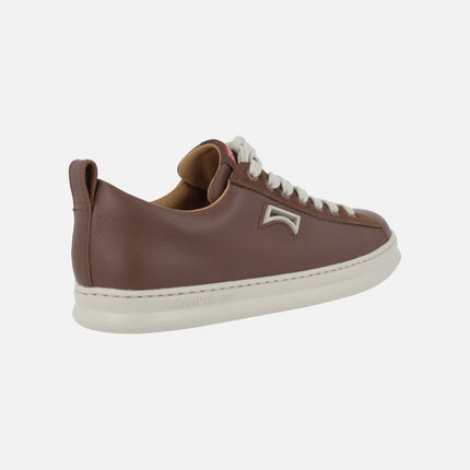 Men's brown leather sneakers Runner model