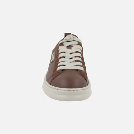 Men's brown leather sneakers Runner model