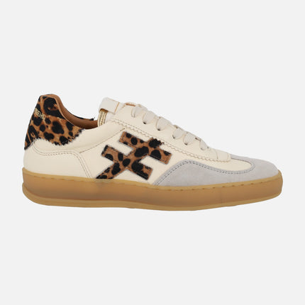 Zapatillas deportivas Iconic 2 A032 Off white con detalles en leopardo