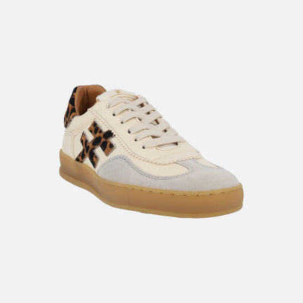 Zapatillas deportivas Iconic 2 A032 Off white con detalles en leopardo