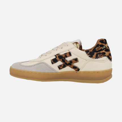 Zapatillas deportivas Iconic 2 A032 Off white con detalles en leopardo