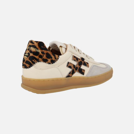 Zapatillas deportivas Iconic 2 A032 Off white con detalles en leopardo