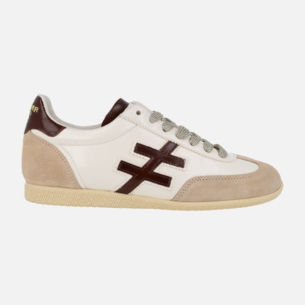 Zapatillas deportivas Atenas A078 en combinado blanco y marrón