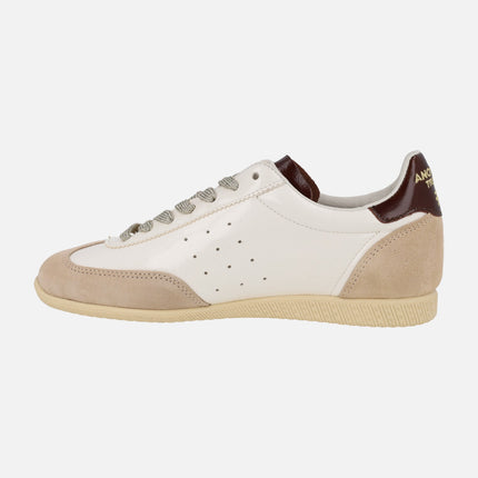 Zapatillas deportivas Atenas A078 en combinado blanco y marrón