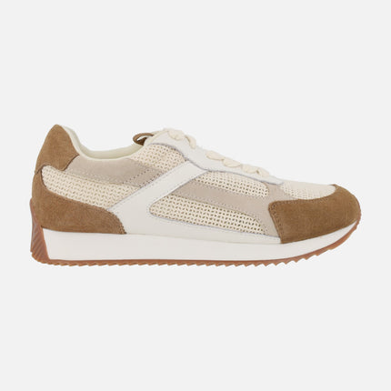 Zapatillas deportivas BUSIA en combinado de piel y crochet