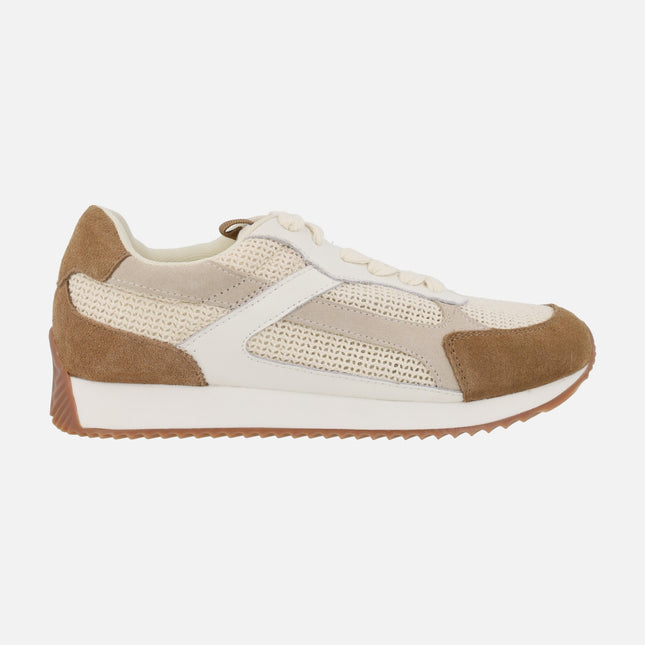 Zapatillas deportivas BUSIA en combinado de piel y crochet