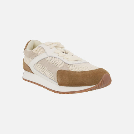 Zapatillas deportivas BUSIA en combinado de piel y crochet