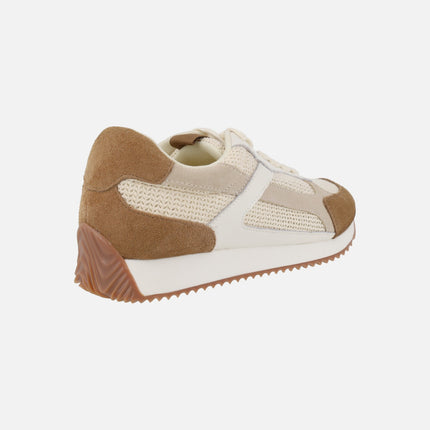 Zapatillas deportivas BUSIA en combinado de piel y crochet