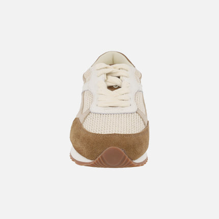 Zapatillas deportivas BUSIA en combinado de piel y crochet