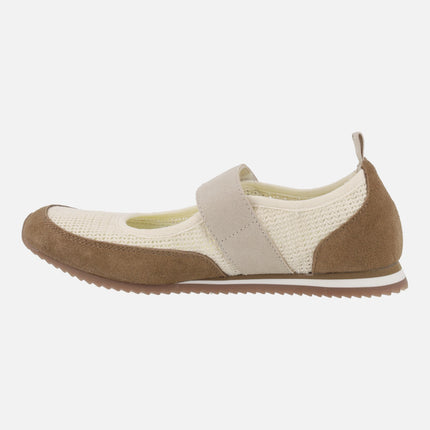 Bailarinas deportivas DUNDORI en combinado de piel y crochet