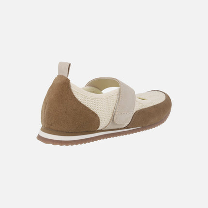 Bailarinas deportivas DUNDORI en combinado de piel y crochet