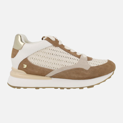 Zapatillas deportivas con cuña interior Dapitan en combinado de serraje y crochet