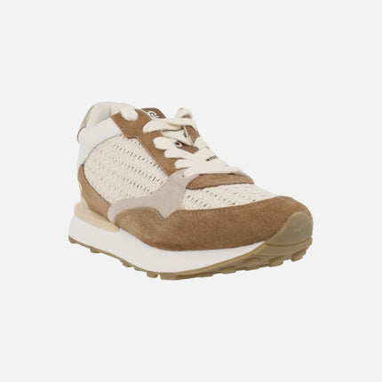 Zapatillas deportivas con cuña interior Dapitan en combinado de serraje y crochet