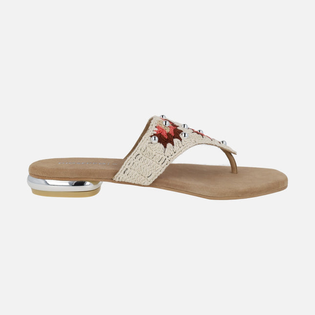 Isiolo sandals in crochet fabric with studs