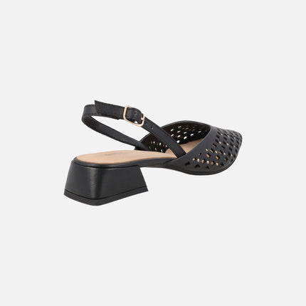 Leather slingback shoes with openwork and studs Lagos