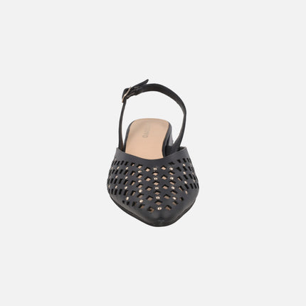 Leather slingback shoes with openwork and studs Lagos