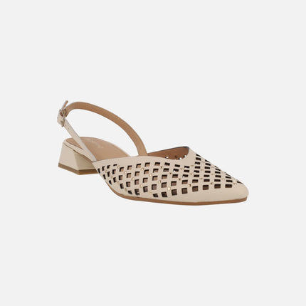Leather slingback shoes with openwork and studs Lagos