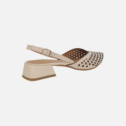 Leather slingback shoes with openwork and studs Lagos