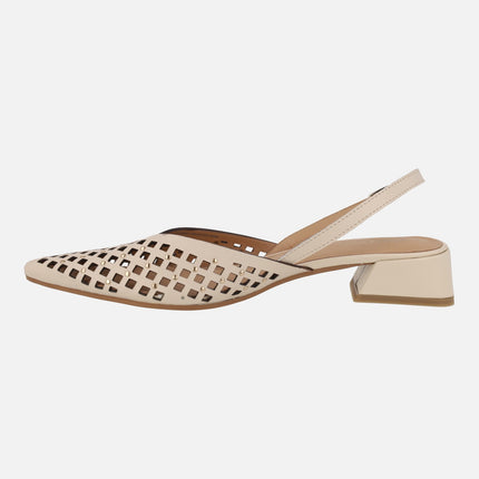 Leather slingback shoes with openwork and studs Lagos