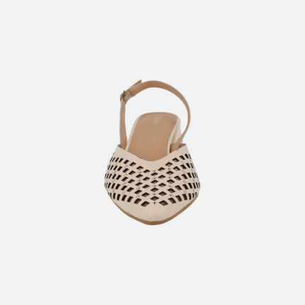 Leather slingback shoes with openwork and studs Lagos