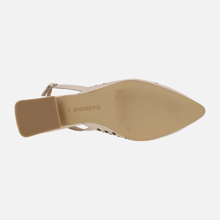 Leather slingback shoes with openwork and studs Lagos