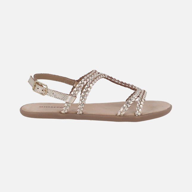 Barefoot sandals in gold braided leather Nedelja