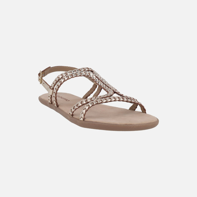 Barefoot sandals in gold braided leather Nedelja