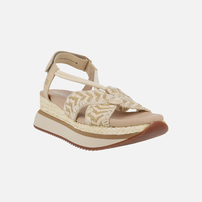 Sandalias de cuña con bordado bicolor Ugunja