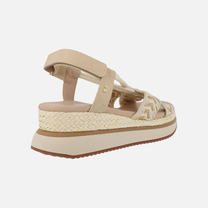 Sandalias de cuña con bordado bicolor Ugunja