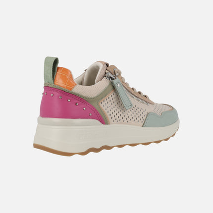 Zapatos deportivos de piel con cordones elásticos y cremallera