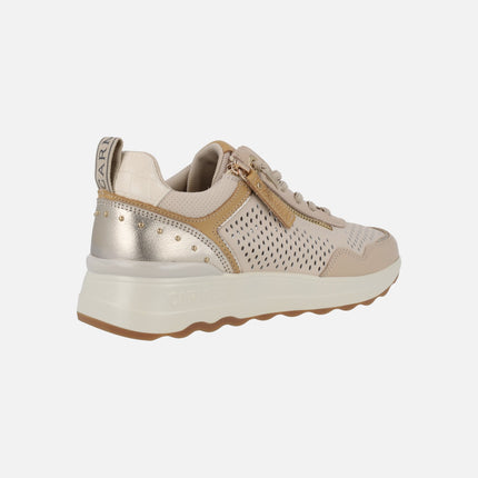 Zapatos deportivos de piel con cordones elásticos y cremallera