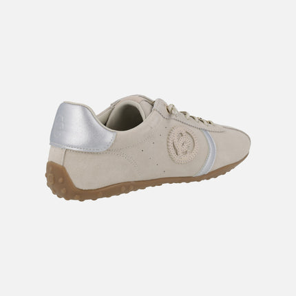 Zapatillas deportivas bajas en serraje hielo con cordones elásticos