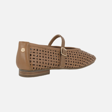 Bailarinas de piel con pulsera y picados