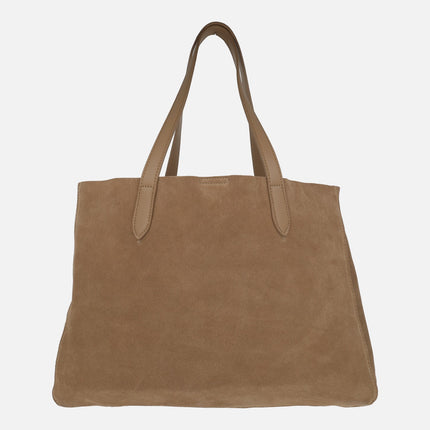 Camel suede shopping style bags with gold studs