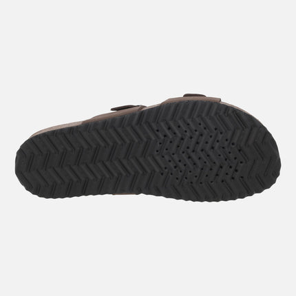 Sandalias marrones de piel con hebillas para hombre GHITA