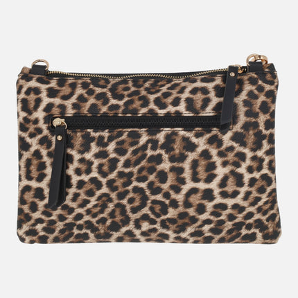 Cartera de mano con asa bandolera en estampado print leopardo