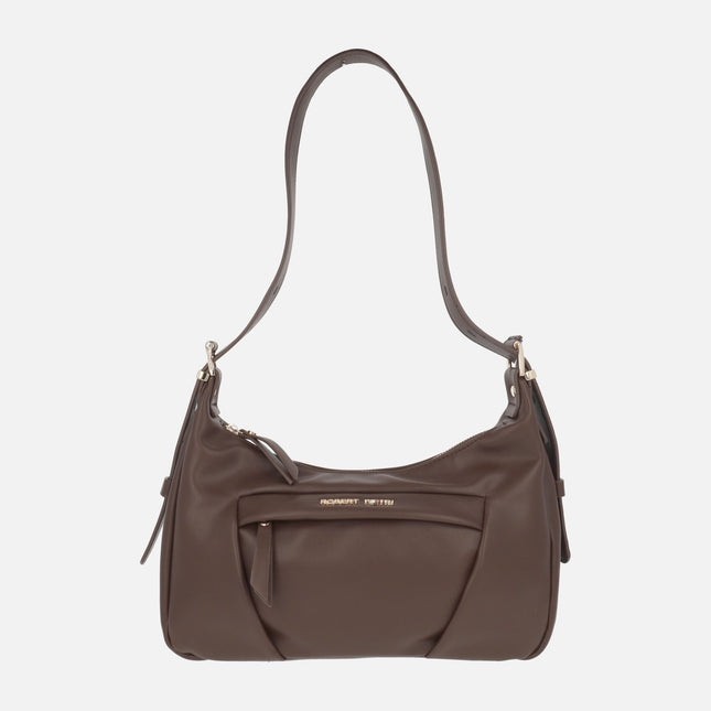 Brown leather effect shoulder bag