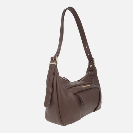 Bolso marrón para hombro efecto piel