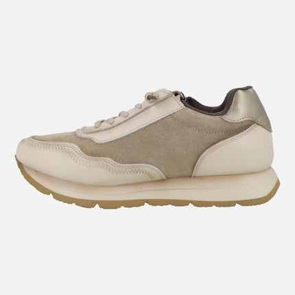 Zapatos deportivos combinados en piel y serraje con cremallera y elásticos