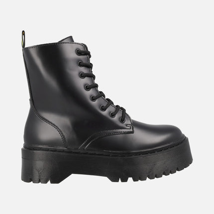 Botas negras para mujer con cordones y plataforma