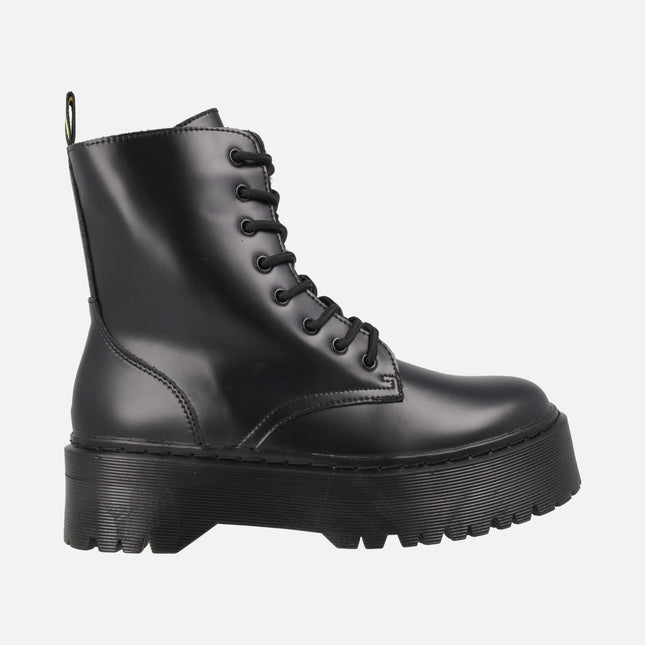 Botas negras para mujer con cordones y plataforma