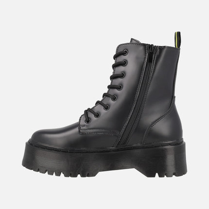 Botas negras para mujer con cordones y plataforma