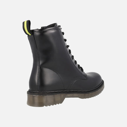 Botas negras de piel con cordones y cremallera para mujer