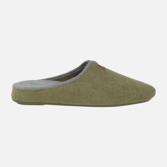 Zapatillas de casa abiertas para hombre en tejido toalla